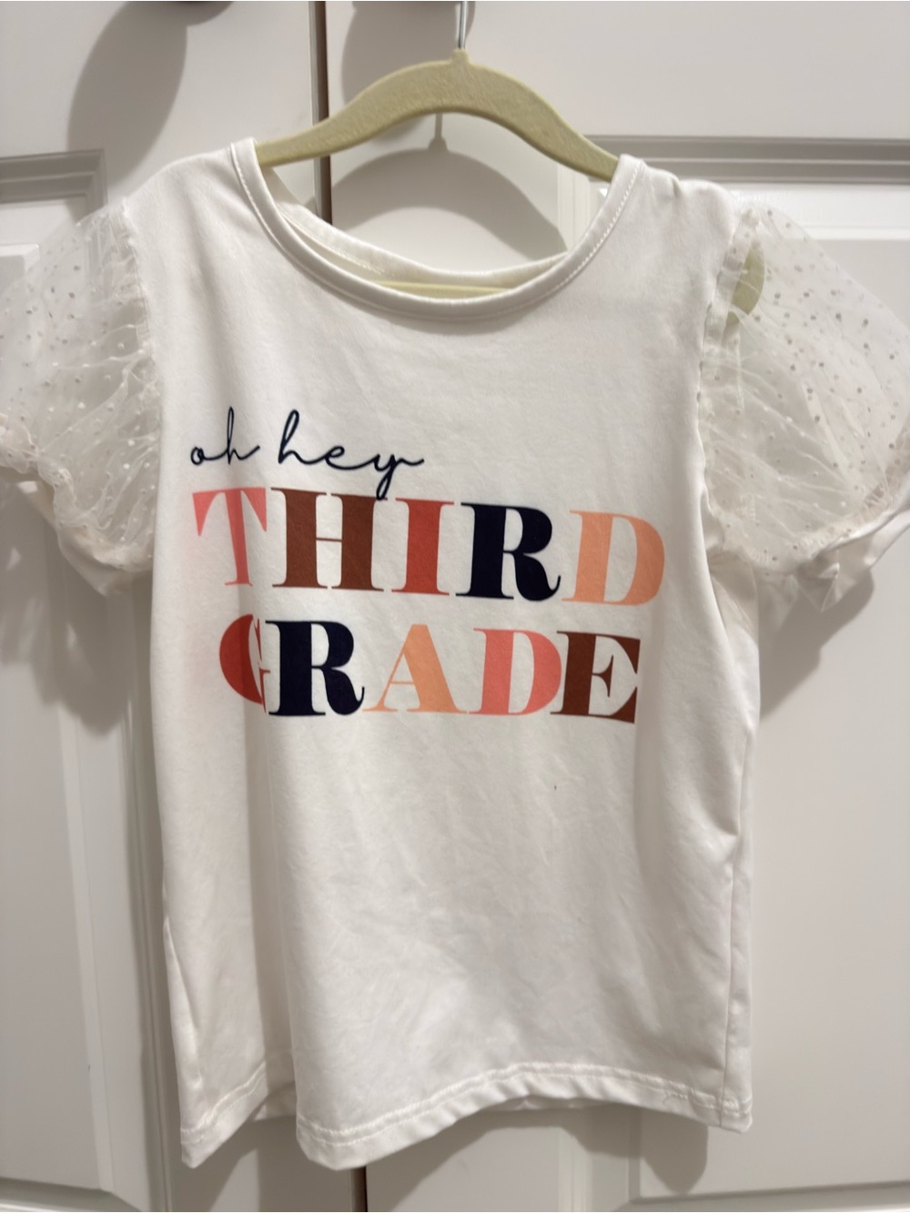 Girls' White 'Oh Hey Third Grade' Puff Sleeve Tee